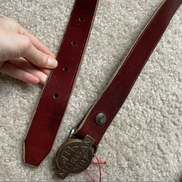 Morgan Classic Autos Brassy Belt Buckle Brown Leather Belt Large - Picture 2 of 9